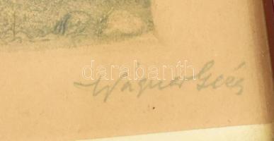 Wagner Géza (1879-1939): Pozsonyi utca. Rézkarc, papír, jelzett 6x10 cm Üvegezett keretben