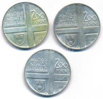 1976. 200Ft Ag (3xklf) "Magyar festők I. / Derkovits, Szinyei, Munkácsy" érmesor T:BU pati...