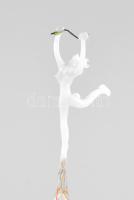 Muránói balerina üvegdísz, színezett áttetsző és tejüveg, hibátlan, jelzés nélkül, m: 12 cm