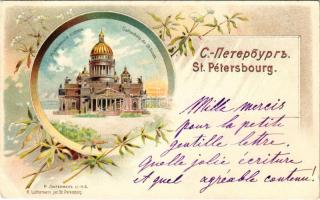 Saint Petersburg, Petrograd, Leningrad; Cathedrale de St. Isaak. R. Luttermann jun. / St. Isaacs Cathedral. Art Nouveau, floral, litho (EK)