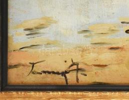 Olvashatatlan jelzéssel: Libapásztorlány. Olaj, karton. Dekoratív fakeretben. 60×80 cm