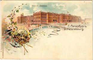 Saint Petersburg, Petrograd, Leningrad; Palais dHiver / Winter Palace. R. Luttermann jun. Art Nouveau, floral, litho (fl)