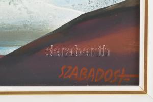 Szabados János (1937-): Virágok. Olaj, farost, jelzett, fakeretben, 60×40 cm