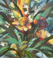 Szabados János (1937-): Virágok. Olaj, farost, jelzett, fakeretben, 60×40 cm