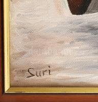 Suri jelzéssel: Indián harcos puskával. Olaj, vászon. Dekoratív fakeretben. 40x30 cm