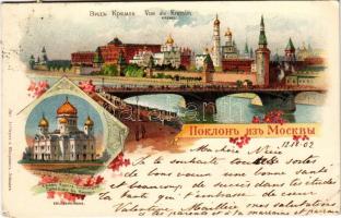 1902 Moscow, Moscou; Kremlin, Cathédrale du Sauveur / Cathedral of Christ the Saviour. Art Nouveau, floral, litho (EB)