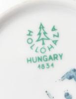 Hollóházi retro mokkás készlet, jelzett, kopásokkal