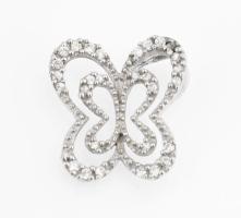 Ezüst(Ag) pillangós, köves fülbevalópár, jelzett, h: 2 cm, bruttó: 2,7 g