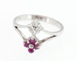 Ezüst(Ag) dupla virágos gyűrű, jelzett, méret: 54, bruttó: 2,3 g