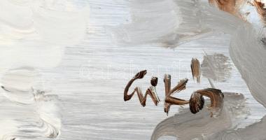 Csikós András (1947-2006): Hideg alkony. Olaj, farost, jelzett 30x40 cm Keretben