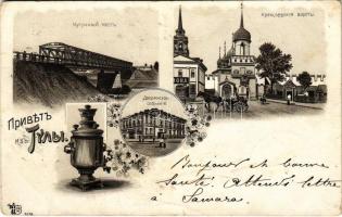 1899 (Vorläufer) Tula, Odoevsky Gate (Kremlin Gate), Cast iron bridge, House of the Gentry Assembly, Samovar. Art Nouveau, floral, litho (fl)