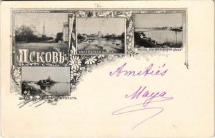 1900 Pskov, Governor's House, Kislinskaya Tower, river, cathedral and fortress. Art Nouveau, floral (EK)