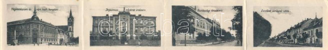 1929 Keszthely, Herceg Festetics palota. Leporellolap 10 kis képpel. Mérei Ignác kiadása