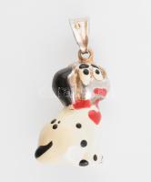 Ezüst(Ag) zománcozott kutyás medál, jelzett, h: 2 cm, bruttó: 1,7 g