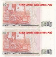 Peru 1987. 50I (2x) sorszámkövetők T:AU
Peru 1987. 50 Intis (2x) consecutive serials C:AU 
Krause ...