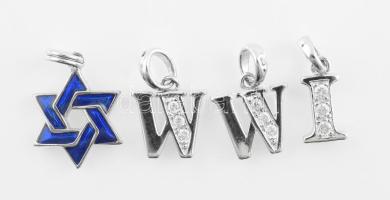 Ezüst(Ag) betűs, csillagos medál, 4 db, jelzett, bruttó: 4,1 g