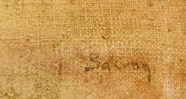 Olvashatatlan jelzéssel: Napfényes utca. Olaj, vászon. Dekoratív fakeretben. 25x35 cm