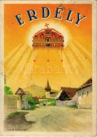 Erdélyi részek visszacsatolásának emlékére. Megjöttünk testvérek! Hozzuk a szívünket, de ha kell, Erdélyért adjuk a vérünket! / entry of the Hungarian troops to Transylvania, irredenta propaganda s: Németh N. + "1940 Kolozsvár visszatért" So. Stpl. (fa)