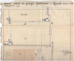 Tervrajzon 4 db 500K budapesti és 2 db 1000K illetékbélyeg és kivágás