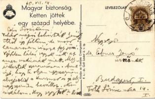 1940 Magyar biztonság. Ketten jöttek egy század helyébe. Kiadja az Ereklyés Országzászló Nagybizotts...