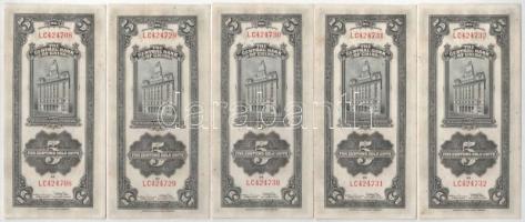 Kína / Sanghaj 1930. 5CGU (5db, sorszámkövető és közeli sorszám) T:AU hullámos papír, fo.
China / S...