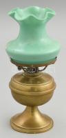 Kis réz dísz petróleum lámpa, üveg burával 21 cm