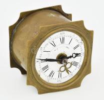 Antik rugós óraszerkezet ébresztő funkcióval, látványos szerkezettel, sérült zománc számlappal 8 cm Működik