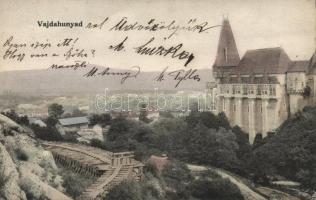 Vajdahunyad castle with railway under construction