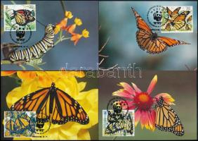 WWF: Pompás királylepke sor 4 db CM-n Mi 2095-2098, WWF: Monarch butterfly set on 4 CM Mi 2095-2098