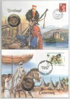 5db-os érmés boríték tétel, mind különféle és német nyelvű tájékoztatóval, benne: Seychelles-szigete...