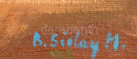 B. Séday Mária (1925-2009): Várkastélyban (Vajai kastély). Olaj, farost, jelzett. Hátoldalán autográ...