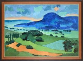 B. Séday Mária (1925-2009): A Gulácsi hegy (Balatonfelvidék). Olaj, farost, jelzett. Hátoldalán autográf felirattal. Dekoratív fakeretben. 64×90 cm. KIZÁRÓLAG SZEMÉLYES ÁTVÉTEL, NEM POSTÁZZUK! / ONLY PERSONAL COLLECTION AT OUR OFFICE!