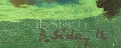 B. Séday Mária (1925-2009): A Gulácsi hegy (Balatonfelvidék). Olaj, farost, jelzett. Hátoldalán auto...