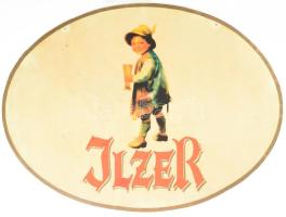 Ilzer sör retro reklámtábla, műanyag, kopásokkal, 75x56 cm