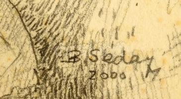 B. Séday Mária (1925-2009): "Egy élet e tánc (...)". Ceruza, papír, jelzett. Üvegezett fak...