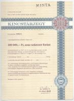 Budapest 1990. "Kincstárjegy" 100.000Ft névértékű kincstárjegy szárazpecséttel, "MINT...