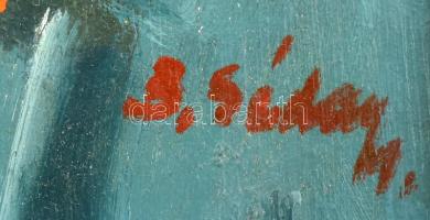 B. Séday Mária (1925-2009): Fenyőgally. Olaj, farost, jelzett. Hátoldalán autográf felirattal. Dekor...