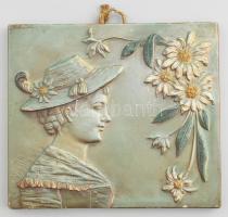 Antik fajansz fali dísz. Kézzel festett. XIX. sz vége. Sorszámozott Apró mázhibákkal. 26x23 cm