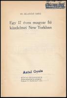 ifj. Blanár Imre: Egy 17 éves magyar fiú küzdelmei New Yorkban. Bp., 1926, Révai, 144 p. Fekete-fehé...