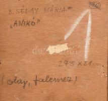 B. Séday Mária (1925-2009): Hegyi Györgyné Anikó portréja. Olaj, falemez, jelzett. Hátoldalán autogr...