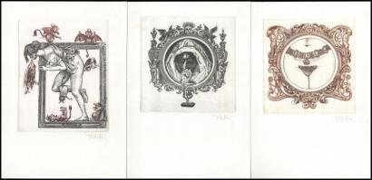 Vén Zoltán: Kisgaléria. 15 db jelzett rézkarc mappában. Sorszámozott, jelzettek 006/150, 12x9,5 cm K...