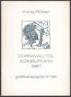 König Róbert: Cornwalltól Edinburghig 1987. Grafikai epigrammák. 20 db fametetszetet tartalmazó sorszámozott mappa (06 számú). Mindegyik szignált
