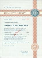 Budapest 1988. "Kincstárjegy" 100.000Ft + 1.000.000Ft névértékű kincstárjegy szárazpecséttel, mindkettő "MINTA" felülbélyegzéssel és "0000000"-ás sorszámmal T:I