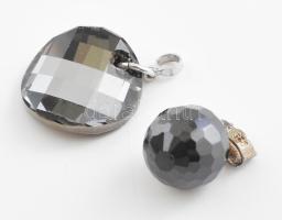 Ezüst(Ag) medál fekete kővel, 2 db, jelzéssel és jelzés nélkül, bruttó: 8,7 g