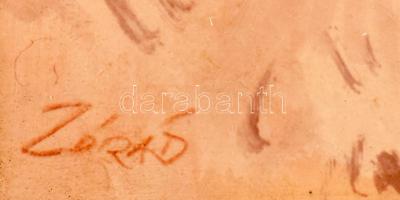 Zórád Ernő (1911-2004) Akt madarakkal. akvarell, papír, Üvegezett keretben 22x16 cm