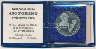 1983. 100Ft Cu-Ni-Zn "Széchenyi István" eredeti műbőr tokban tanúsítvánnyal T:UNC (eredetileg PP) Adamo EM75
