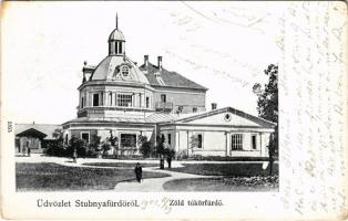 1902 Stubnyafürdő, Túróchévíz, Stubnianske Teplice, Turcianske Teplice; Zöld tükörfürdő / spa (fa)