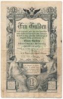 1866. 1G STN vízjeles papíron, EX14 sorszámmal T:F tűlyuk, fo. Austrian Empire 1866. 1 Gulden on STN watermark paper, EX14 serial C:F pin hole, spotted Adamo G97