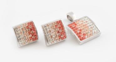 Ezüst(Ag) ékszerszett apró színes kövekkel gazdagon kirakva, jelzett, bruttó: 10 g