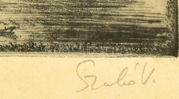 Szabó Vladimír (1905-1991): Fürdés előtt. Rézkarc, papír, jelzett, üvegezett fakeretben, lap széle k...